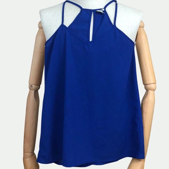 Paper Crane Tank Top Blouse Shirt Small Spaghetti Straps Sleeveless Blue - Picture 1 of 4